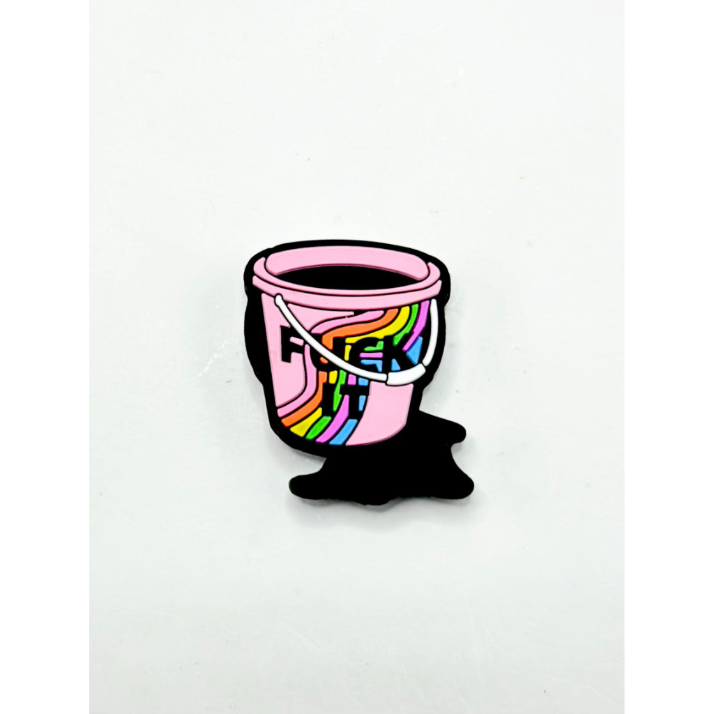 It Pink Bucket Barrel Pail Fuck Rainbow Print Silicone Focal Beads
