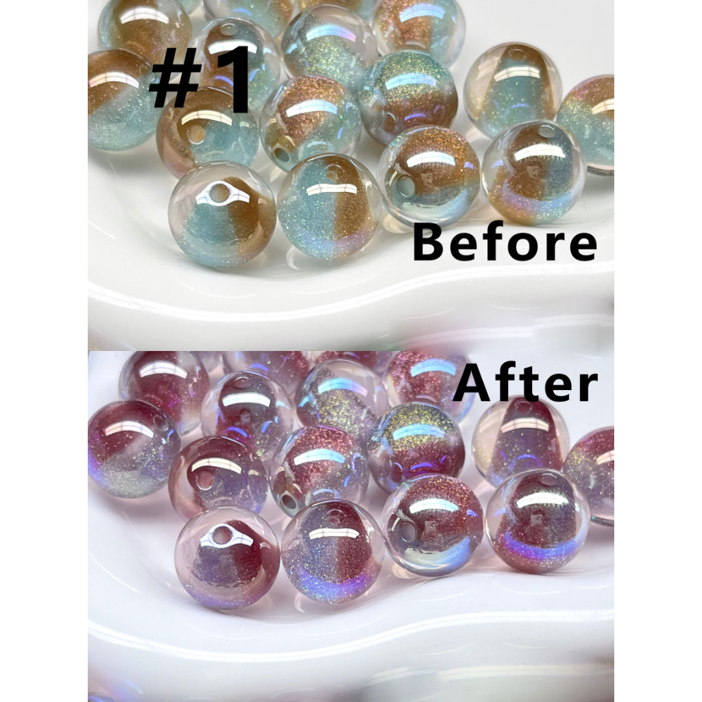 Sparkling Color-Changing Round Acrylic Beads – Glossy Glitter Finish (16MM)