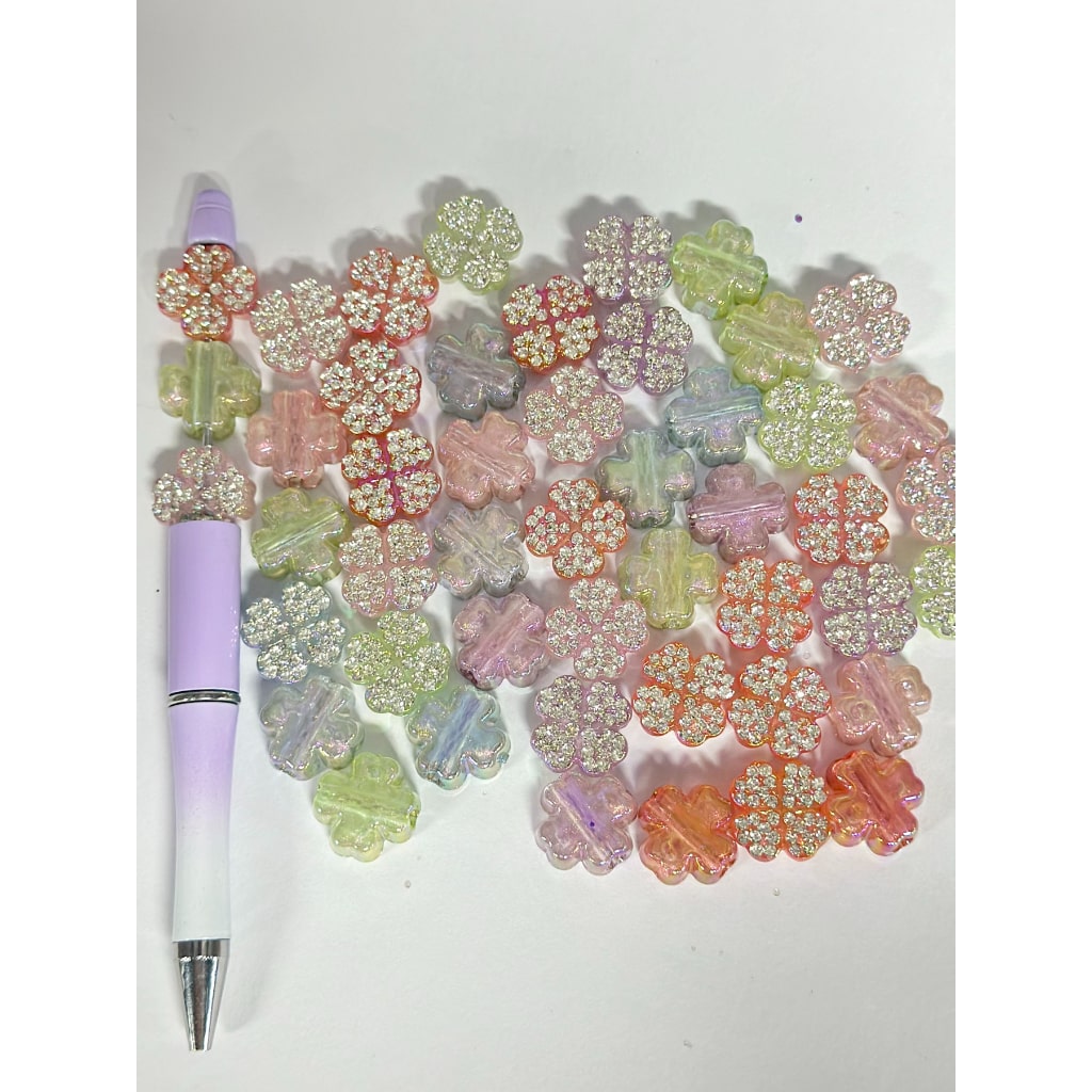 Four Leaf Clover Acrylic Beads, Solid Color Around 16MM, Please Read the Description