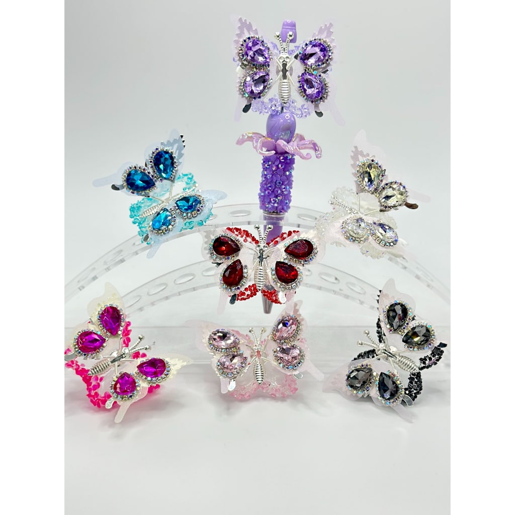 Alloy Wings Diamond Shape Rhinestone with Sugar Butterfly, Around 48*35MM