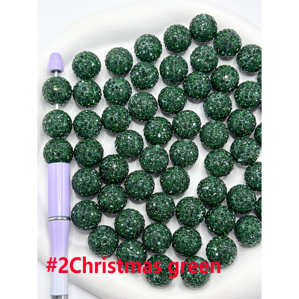Topic Rhinestone Merry Christmas Clay Beads, 16MM