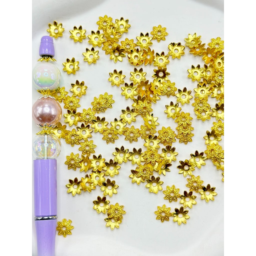 Beadable Flower Metal End Cap Spacer Beads, 10MM