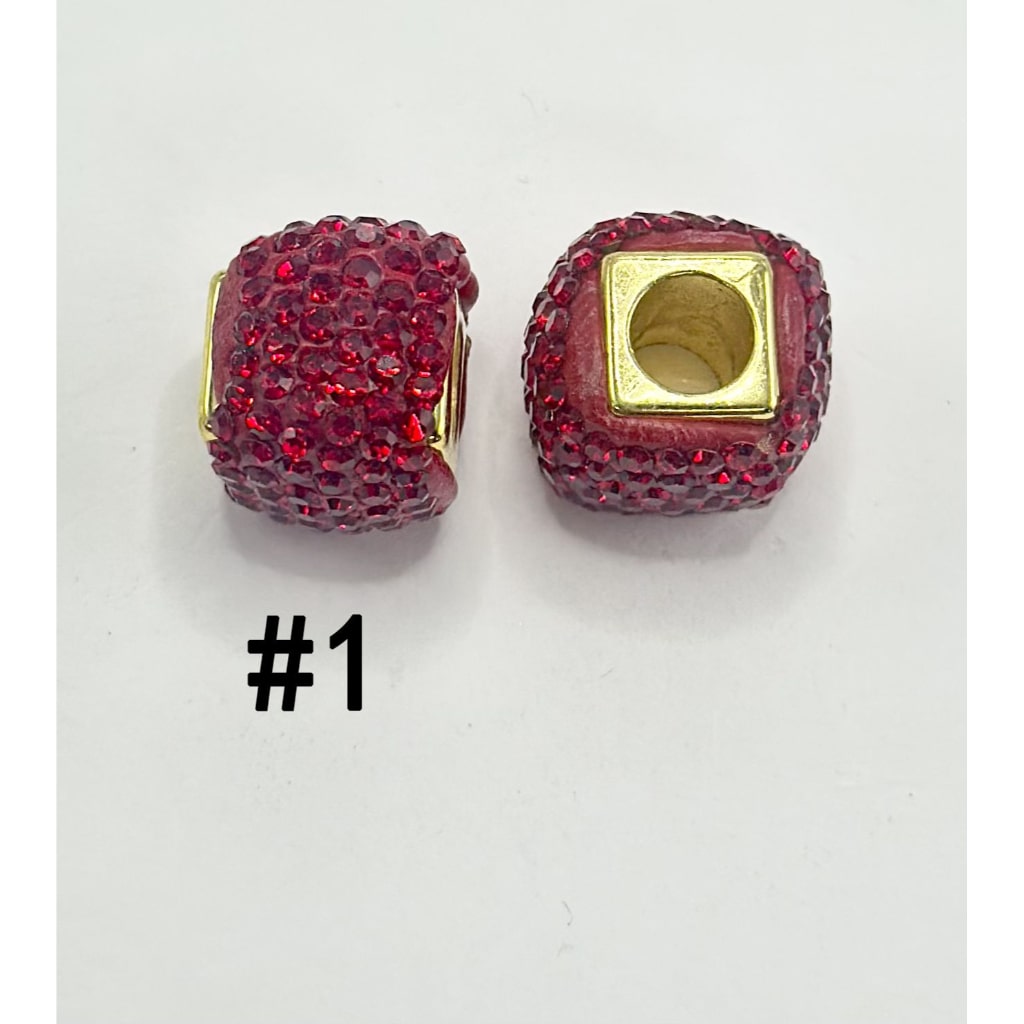 Clay Spacer Square Shape with Rhinestones in Solid Colors, 8MM by 12MM