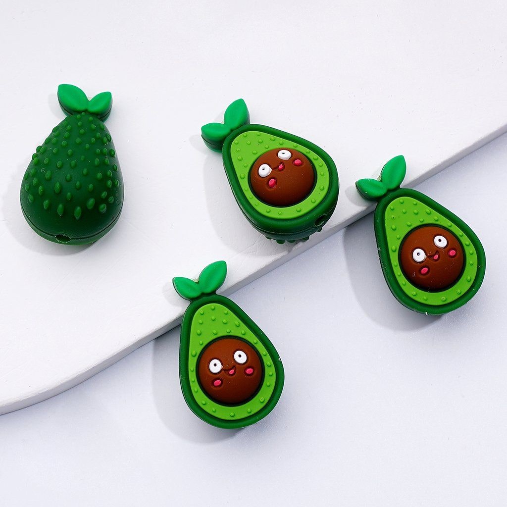 Colorful 3D Fruit Silicone Focal Beads Avocado, Pear, Grape & More