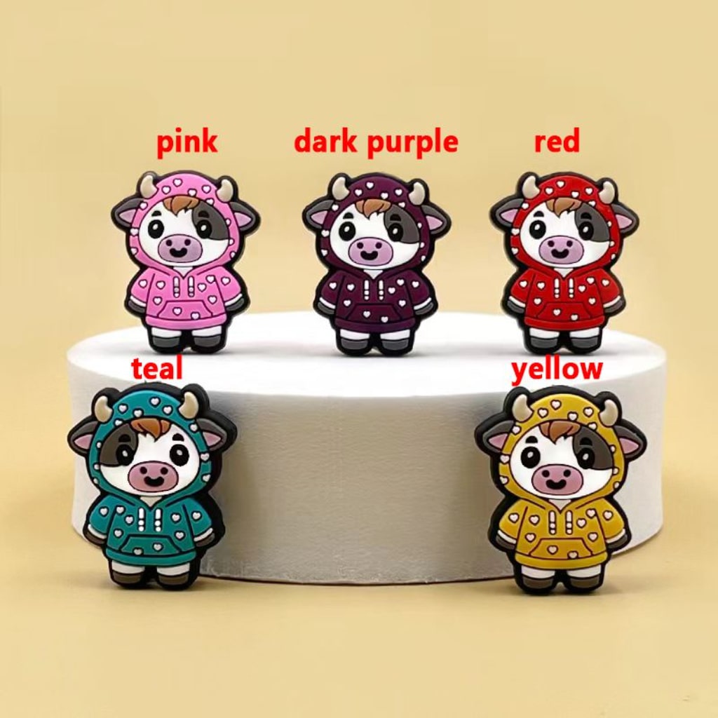 Cow in Little Cute Hoodie Sweatshirt Silicone Focal Beads