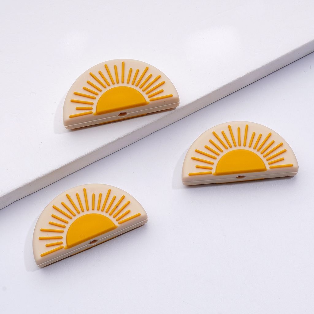 Radiant Sunrise Semi-Circle Silicone Focal Beads – Elegant and Versatile Design