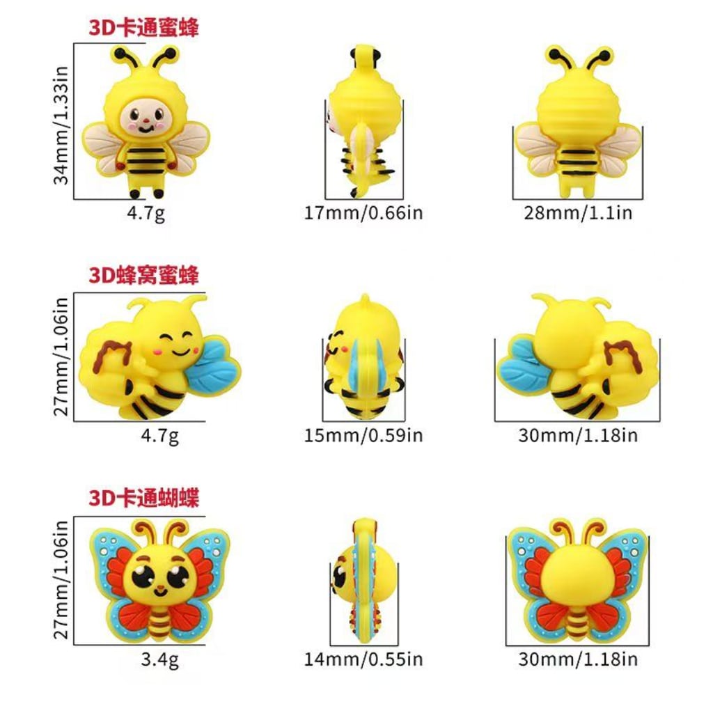 Yellow Bee 3D Cute Honeycomb Butterfly Silicone Focal Beads