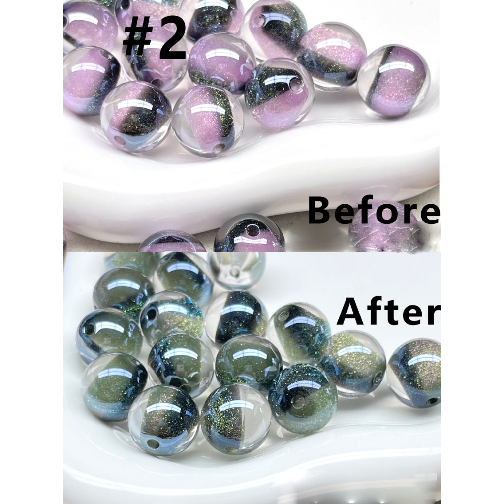 Sparkling Color-Changing Round Acrylic Beads – Glossy Glitter Finish (16MM)