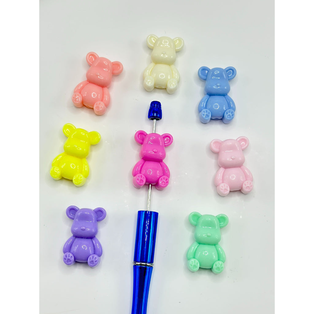 Mini Cute Bears in Solid Colors Acrylic Beads 33*22MM Random Mix