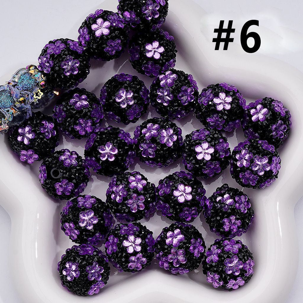 Mini Shiny Cone Shape Cute Flowers Acrylic Beads Clear Rhinestones Round, 20MM