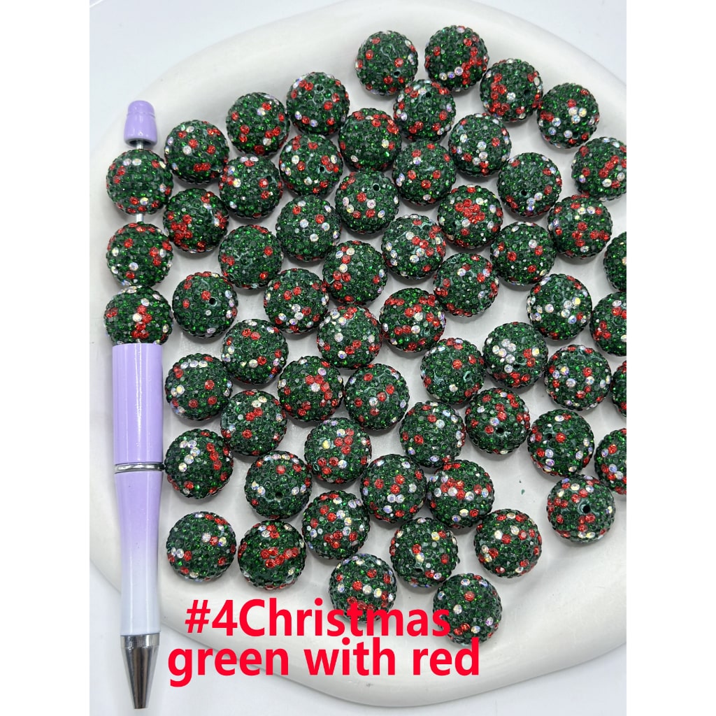 Topic Rhinestone Merry Christmas Clay Beads, 16MM