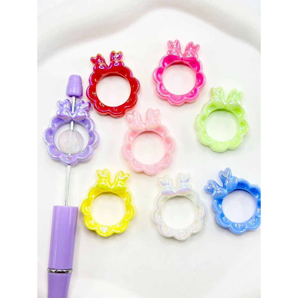 Wave Round Hair Clasp Hoop Band Acrylic Beads, Random Mix, 26.5*32MM