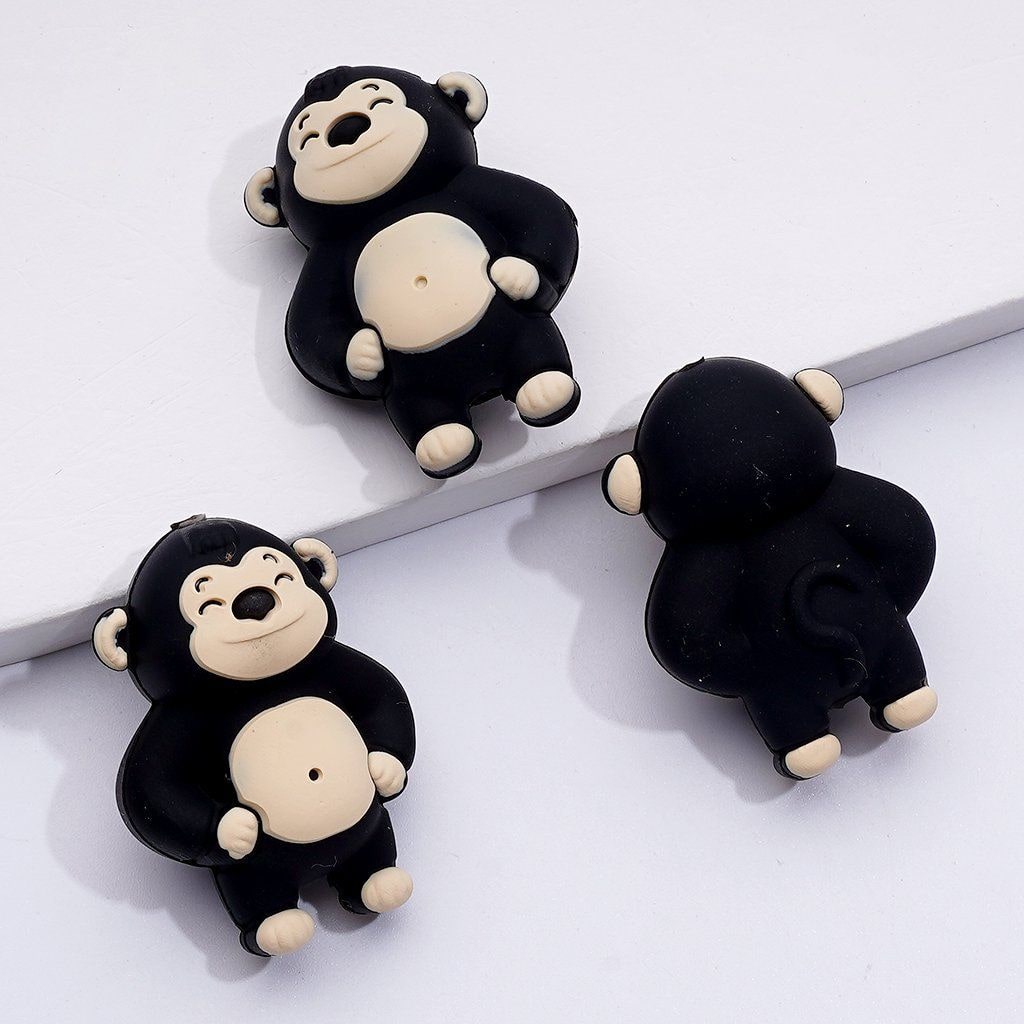Lifelike 3D Gorilla Chimpanzee Silicone Focal Beads – Adorably Expressive Design