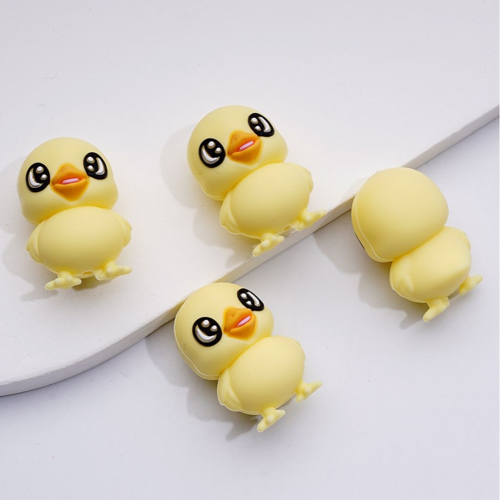 Adorable 3D Duckling Silicone Focal Beads – Charming & Playful Farmyard Design