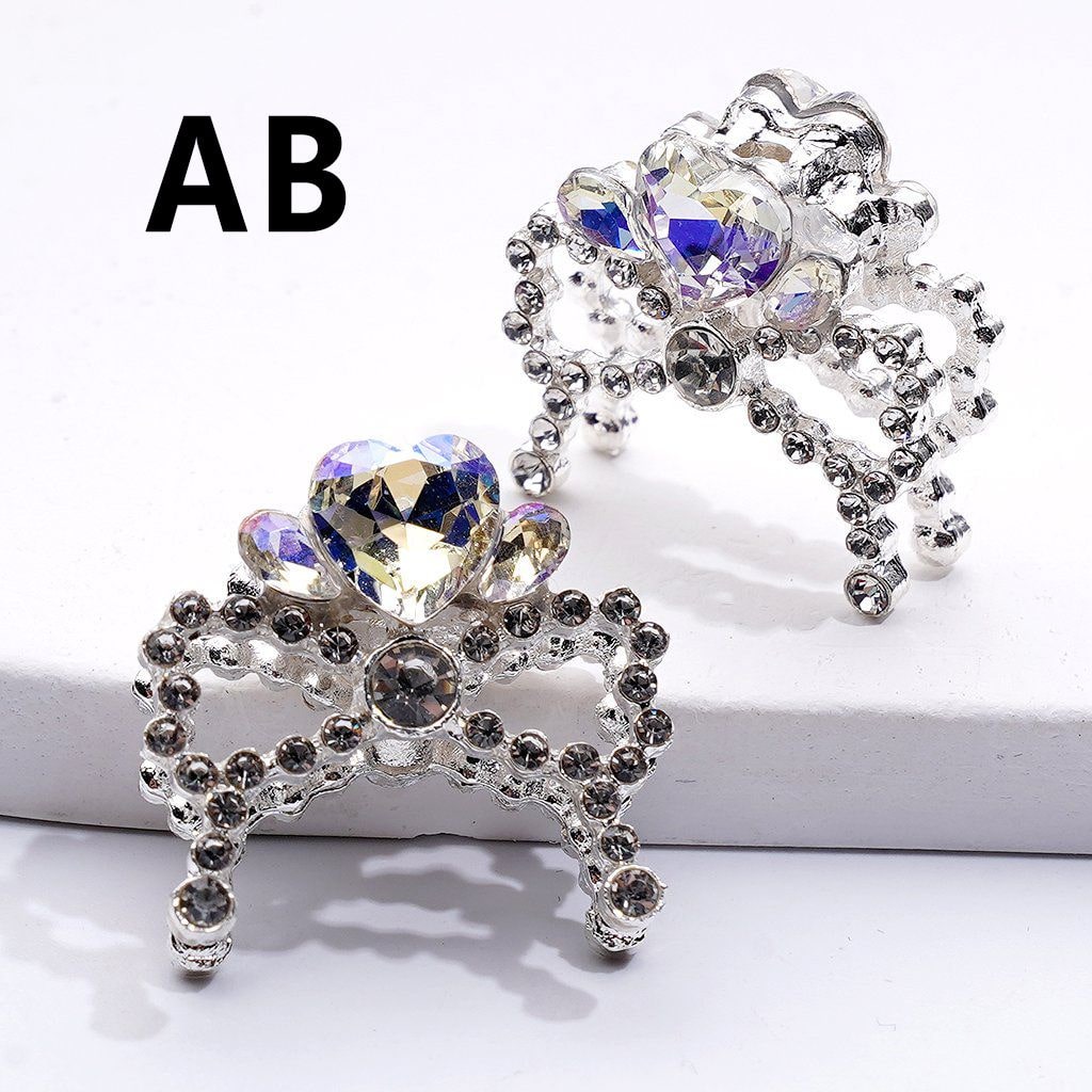 Fancy Silver Alloy Bowknot Beads – Bling Rhinestone Charms with Multicolor Hearts for Jewelry Making