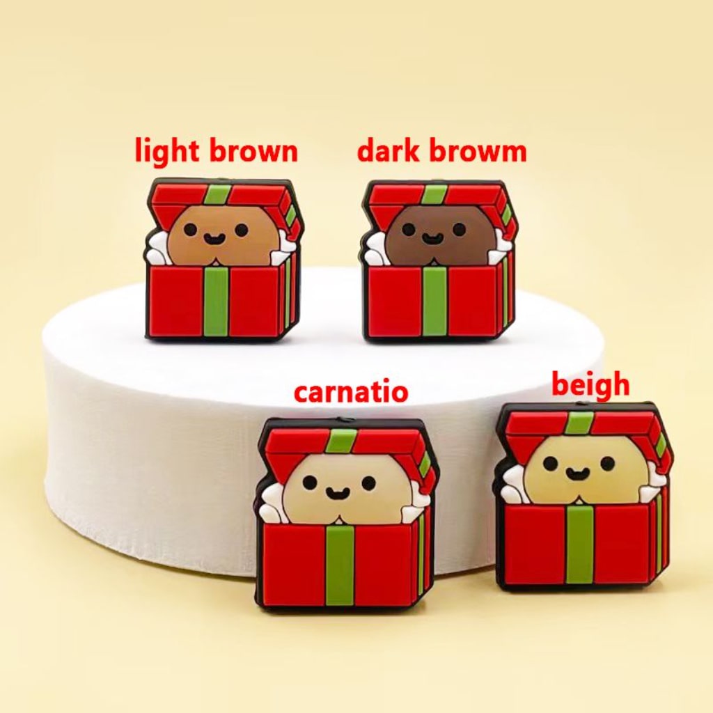 Gift Box Cute Christmas Silicone Focal Beads
