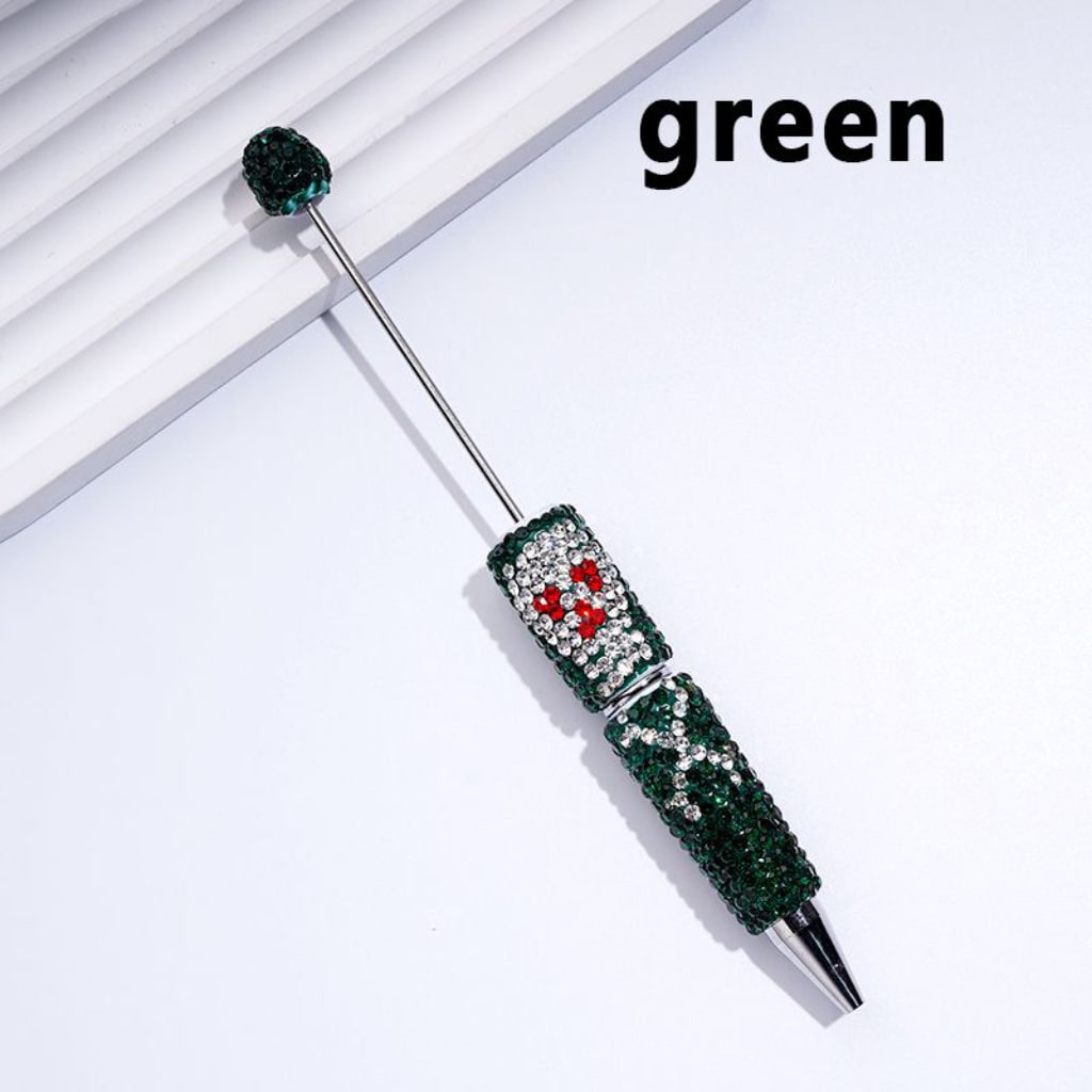 Skull Head Design Horror Skeleton Beadable Clay Pens with Colorful Rhinestones Covered the Entire Pen