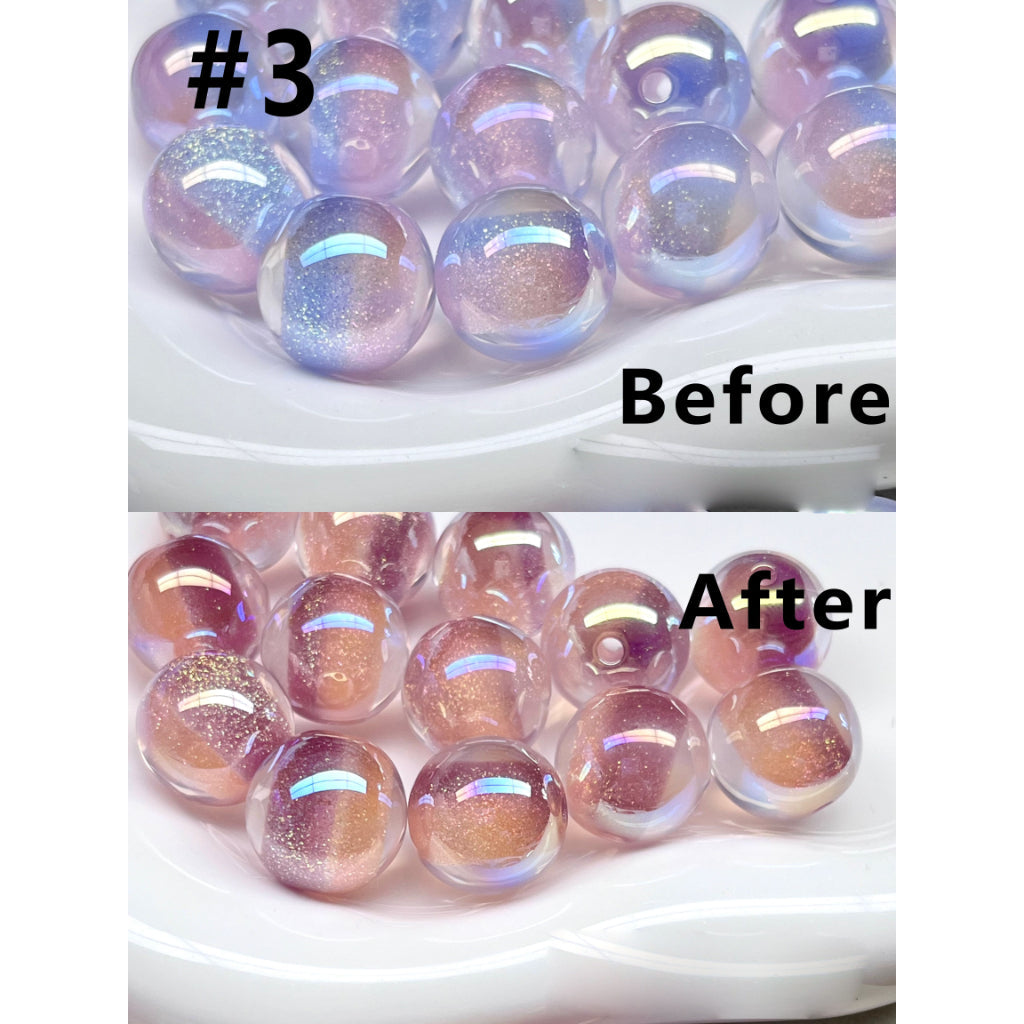 Sparkling Color-Changing Round Acrylic Beads – Glossy Glitter Finish (16MM)