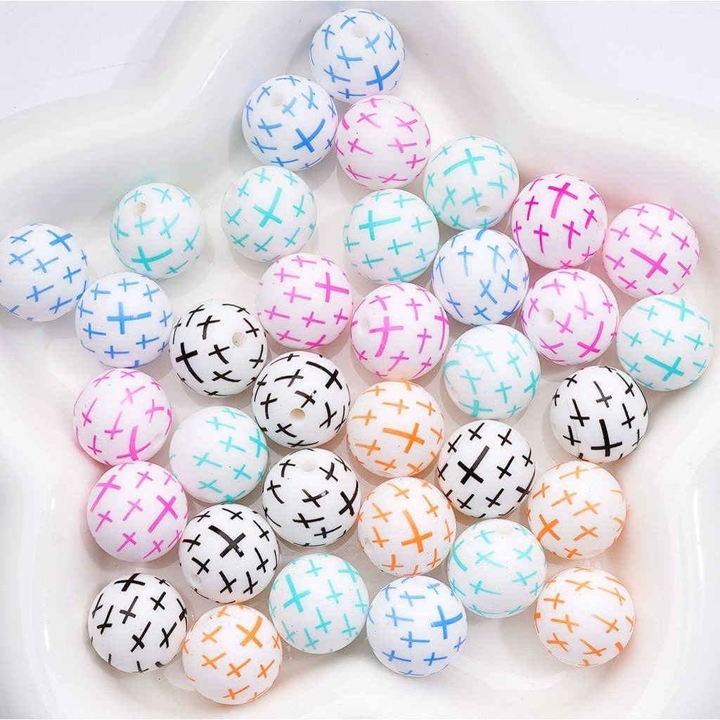 Mini Red Cross Print Medical Theme Silicone Craft Beads Z-00248