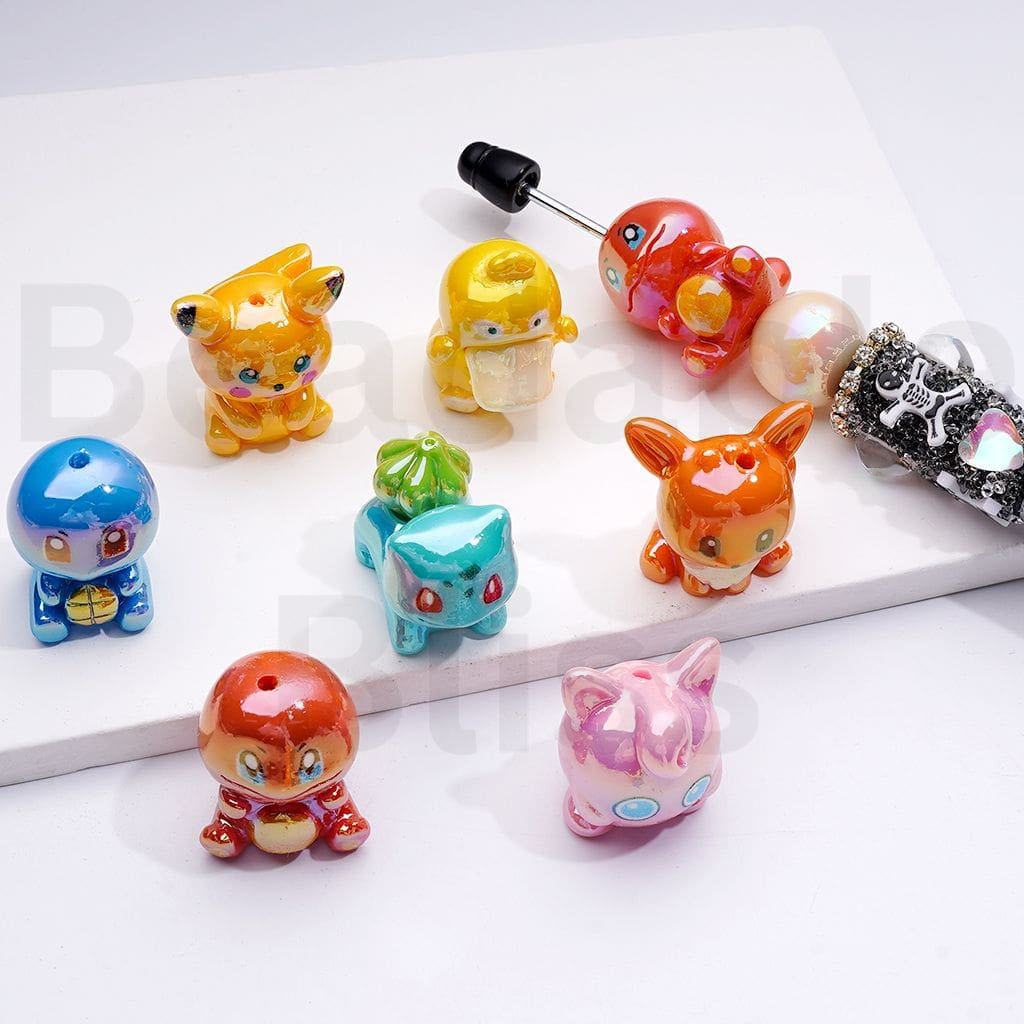 Colorful cartoon-style figurines on a white surface