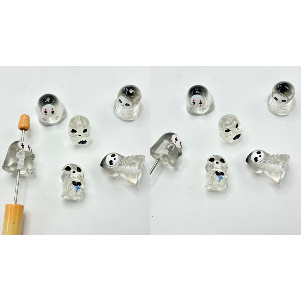 Crystal Ball Clear Ghost Cute Halloween Pen Toppers Beads, Around 10-13MM