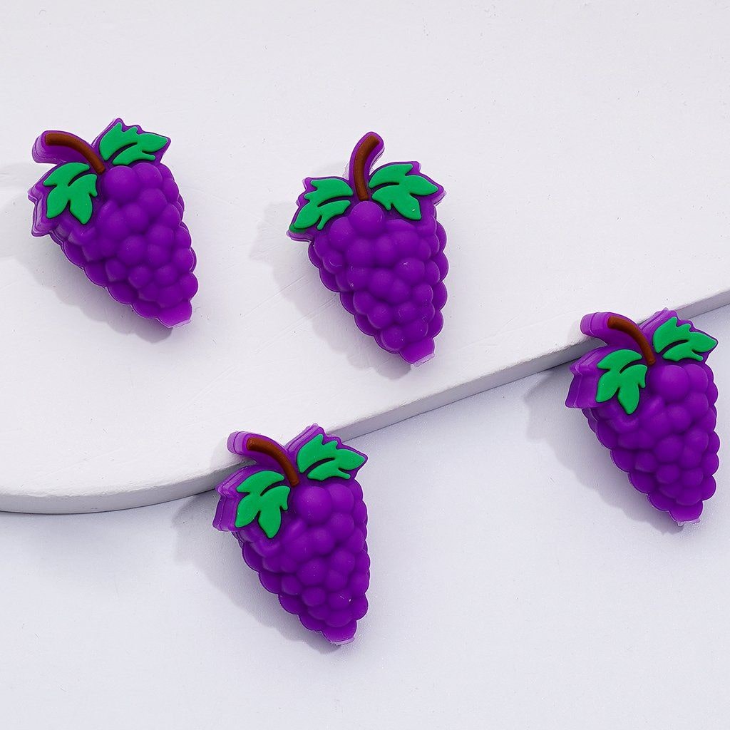 Colorful 3D Fruit Silicone Focal Beads Avocado, Pear, Grape & More