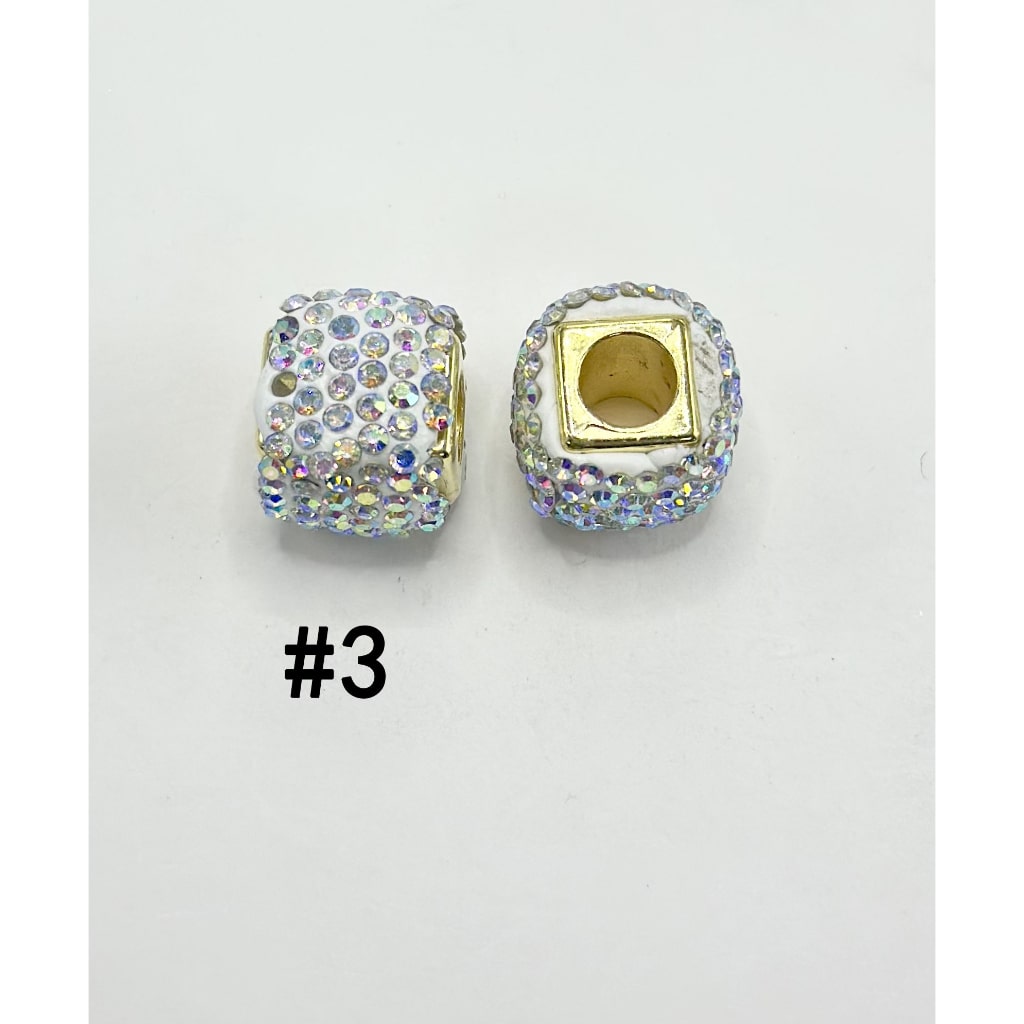 Clay Spacer Square Shape with Rhinestones in Solid Colors, 8MM by 12MM