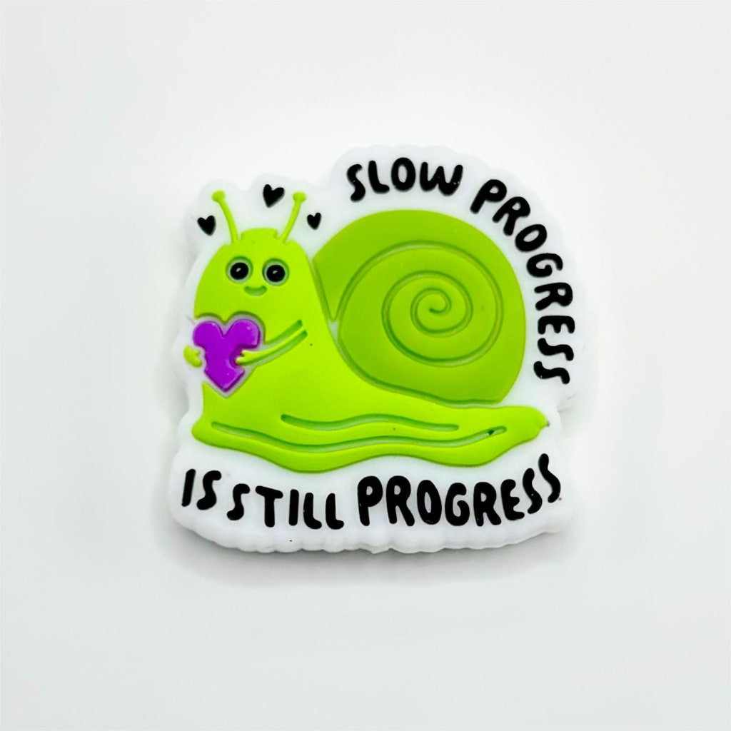 Slow Progress Is Still Progress Green Snail Silicone Focal Beads