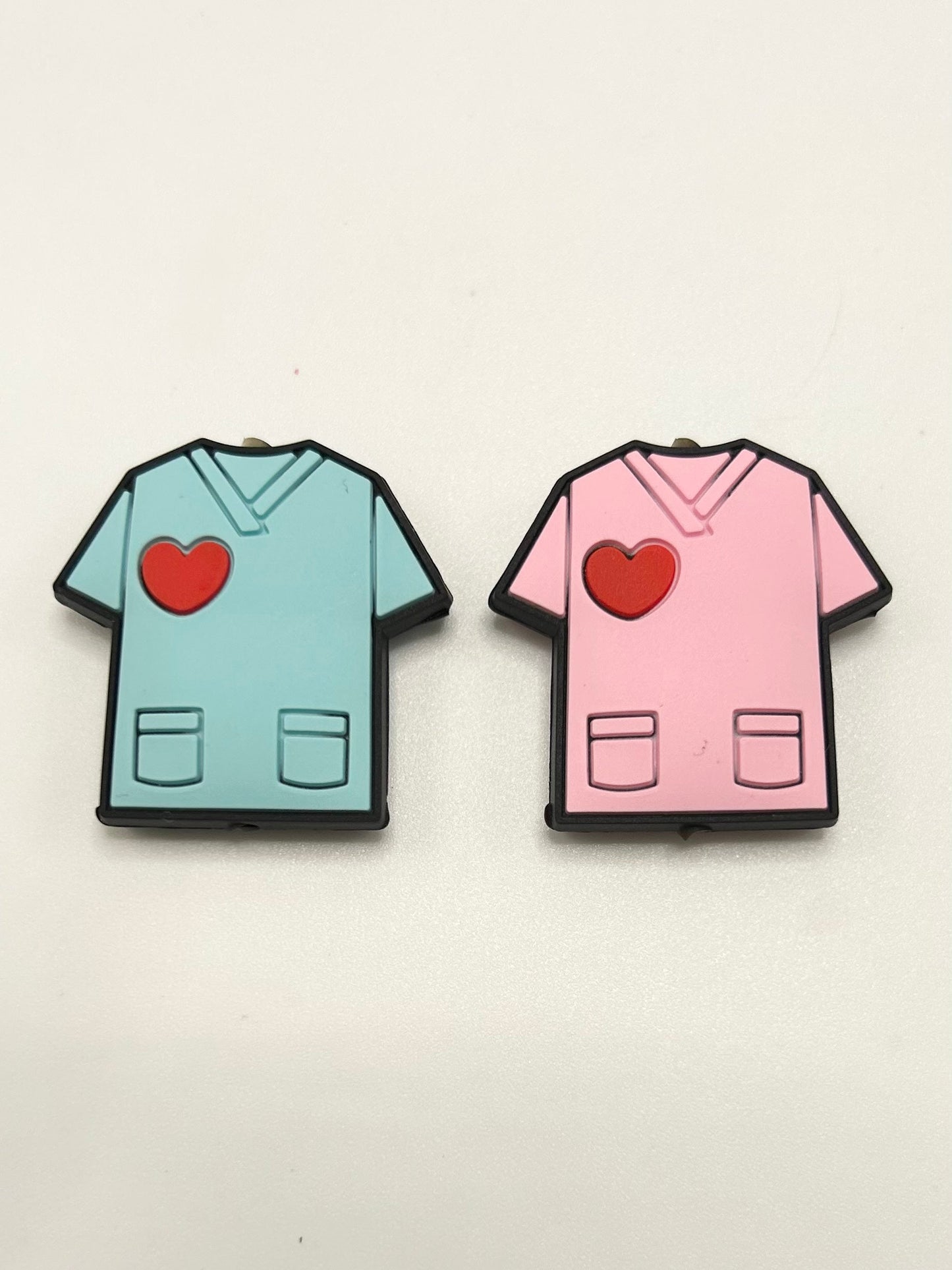 Stethoscope Uniform with Red Heart Doctor Nurse Silicone Focal Beads