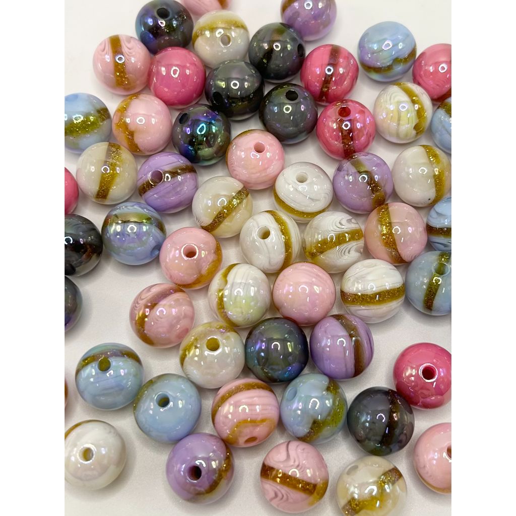 Gold Glitter with Star River Acrylic Beads, 16mm Random Mix