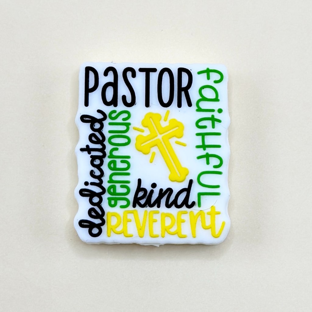 Dedicated Generous Kind Reverent Gold Cross Pastor Faithful Silicone Focal Beads