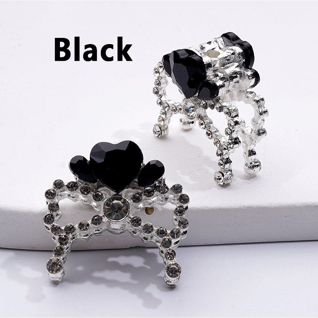 Fancy Silver Alloy Bowknot Beads – Bling Rhinestone Charms with Multicolor Hearts for Jewelry Making