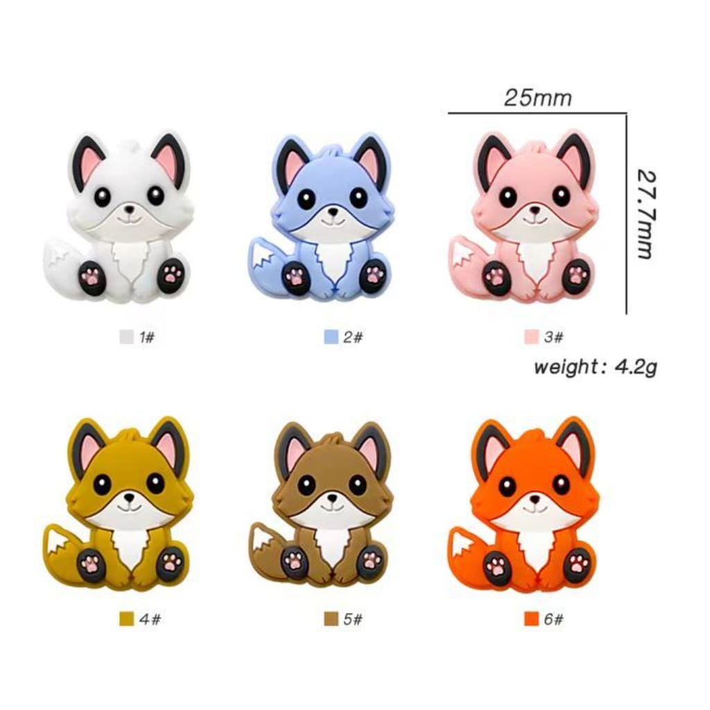 Cute Animal Little Foxes Silicone Focal Beads, Random Mix
