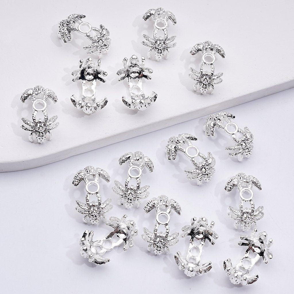 Halloween Spider Bead Cage Cap Fancy Mixed Metal Alloy Design (Fits 16MM)