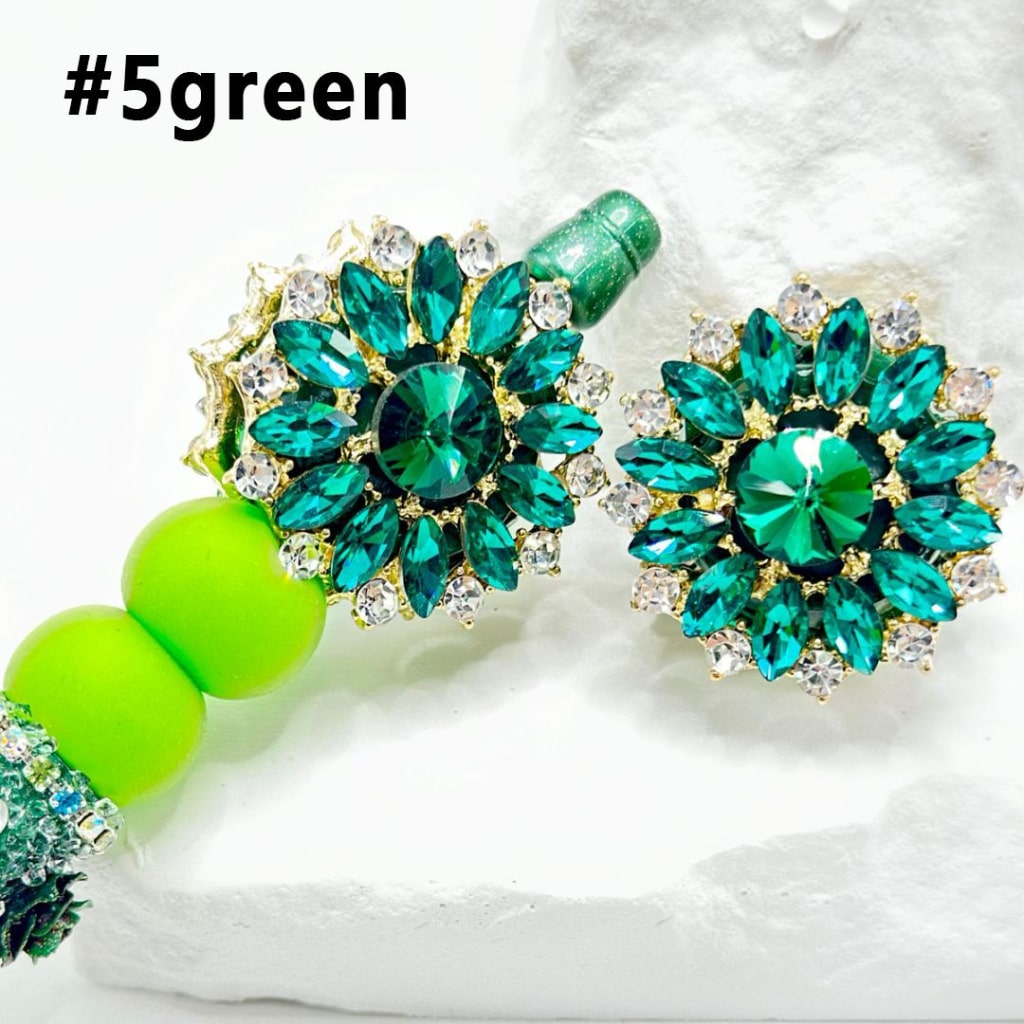 Bling Bling Exquisite Gold Alloy Sunflower with Shiny Multi-Color Rhinestones, Oval Pearls, and Clay Beads, Around 32MM
