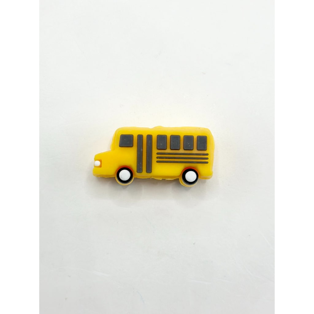 America Yellow 3D USA School Bus Silicone Focal Beads