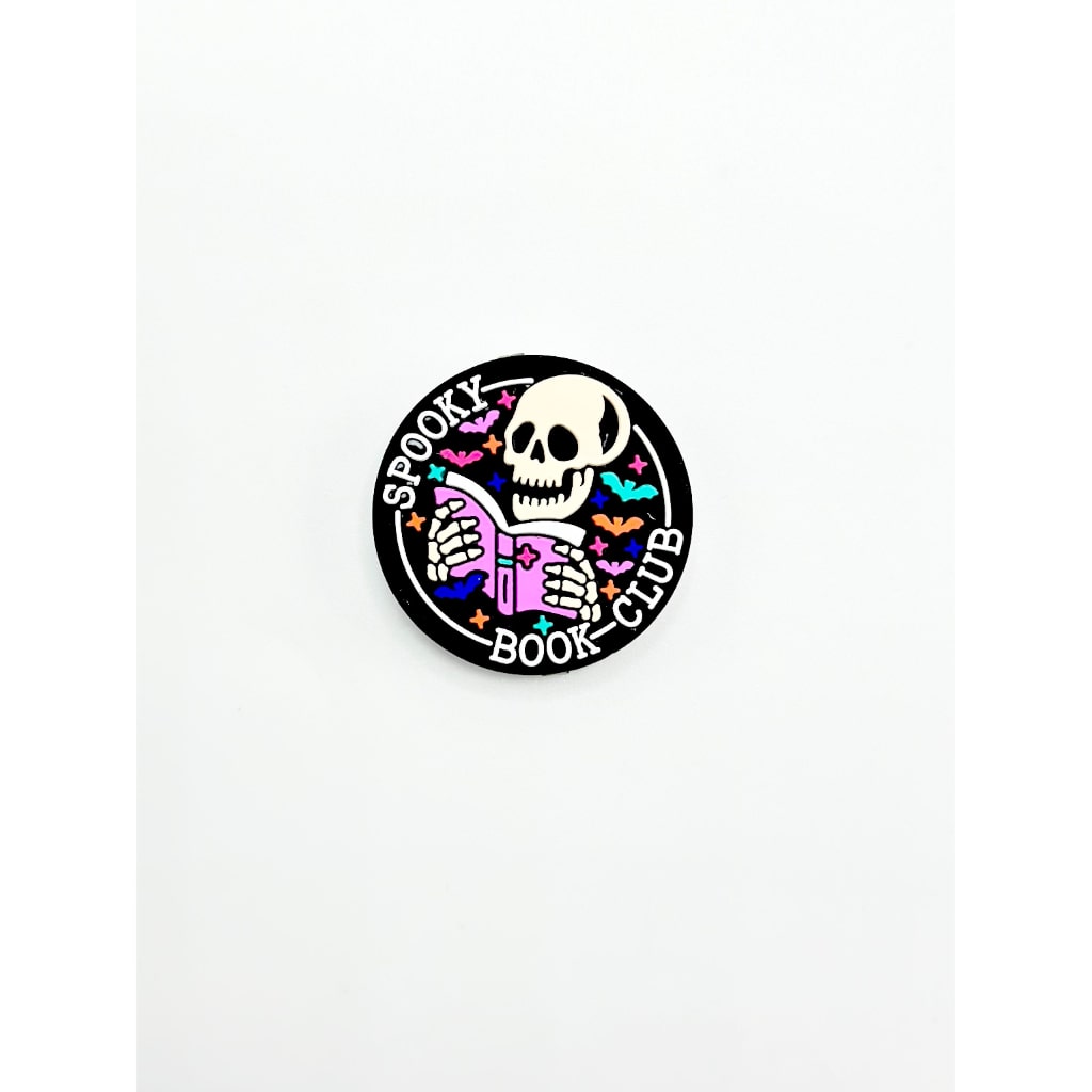 A Skeleton is Reading a Book Spooky Book Club Bat Star Silicone Focal Beads