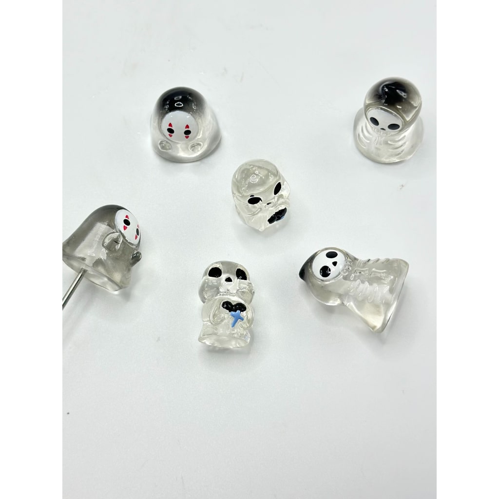 Crystal Ball Clear Ghost Cute Halloween Pen Toppers Beads, Around 10-13MM