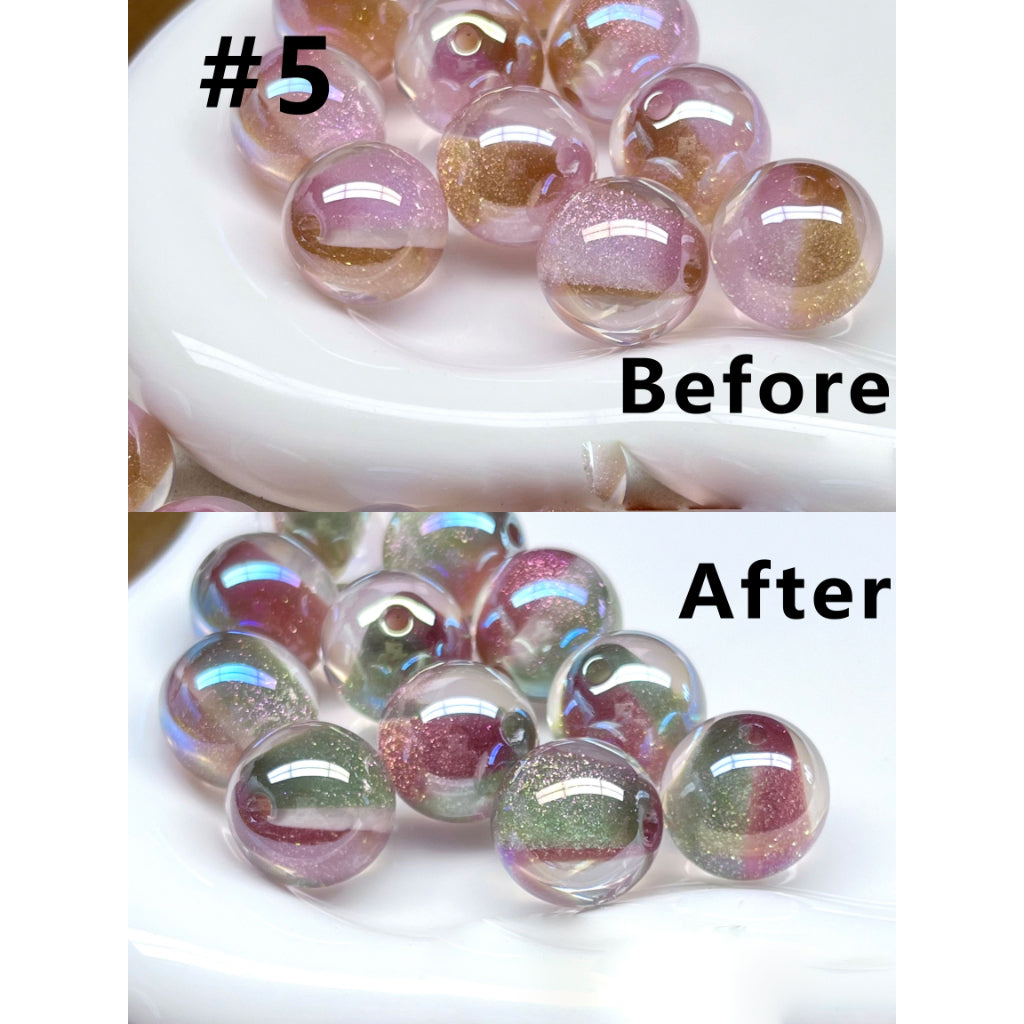 Sparkling Color-Changing Round Acrylic Beads – Glossy Glitter Finish (16MM)