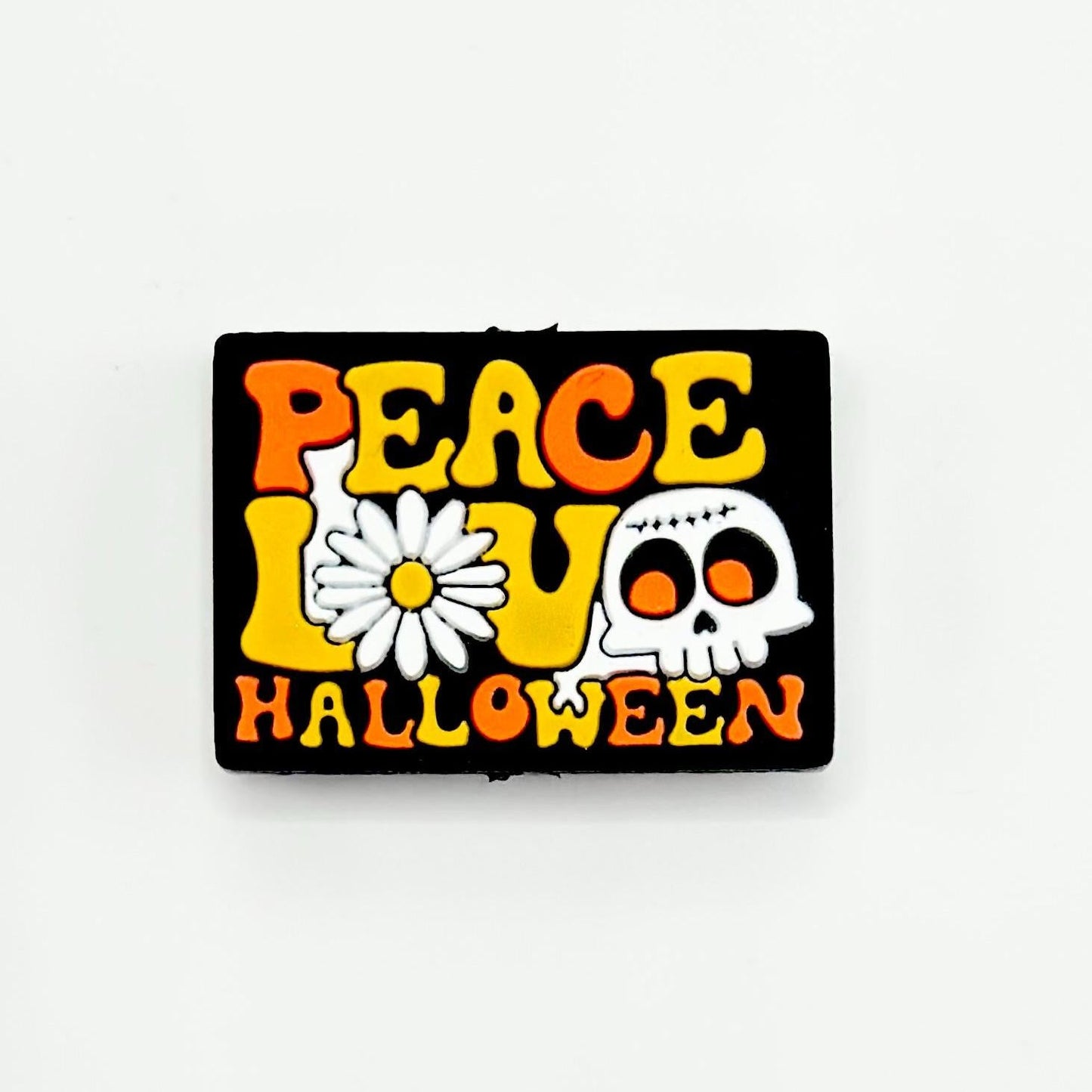 Halloween Skeleton Peace Love and White Small Flower Silicone Focal Beads