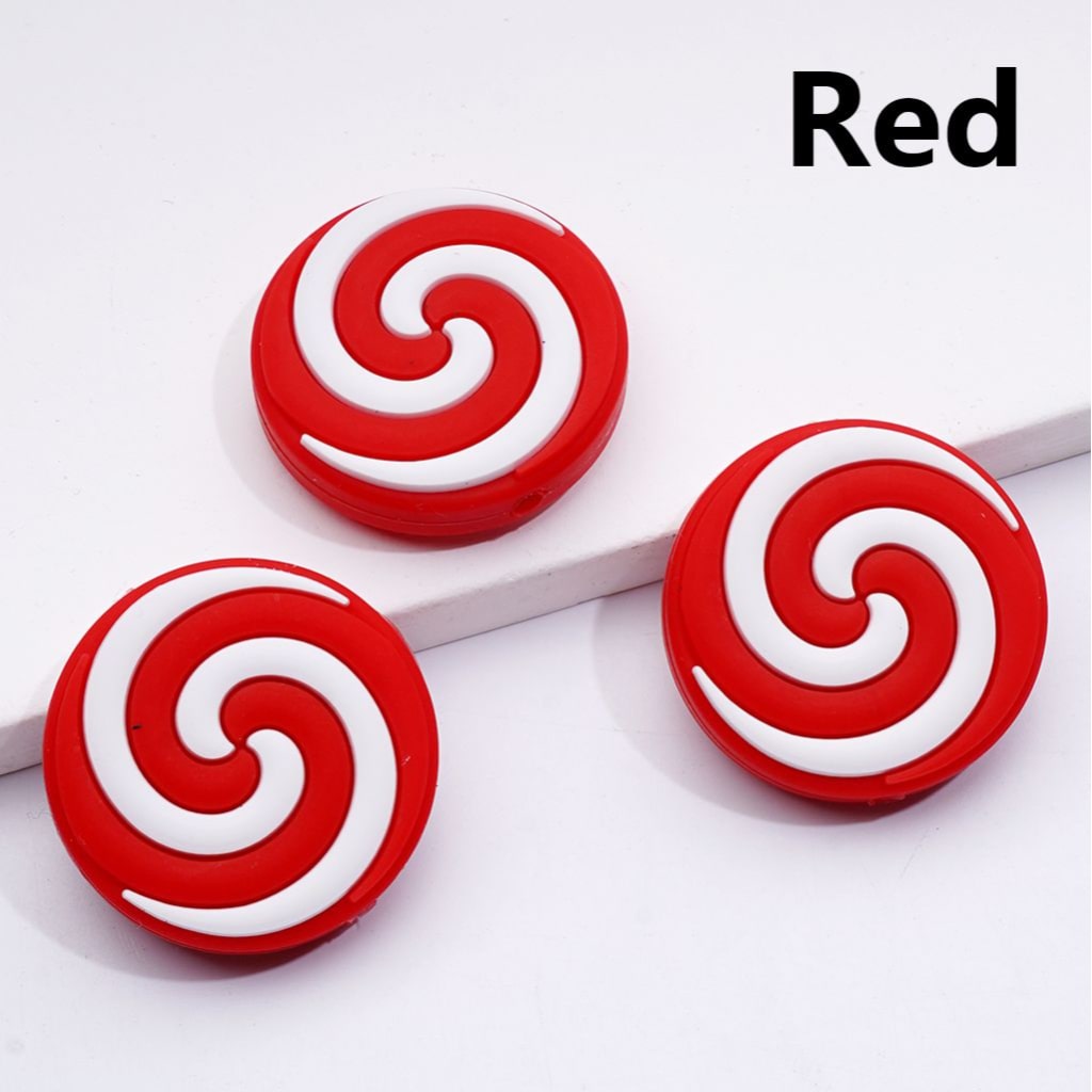 Round Pink White Lollipop Candy Silicone Focal Beads