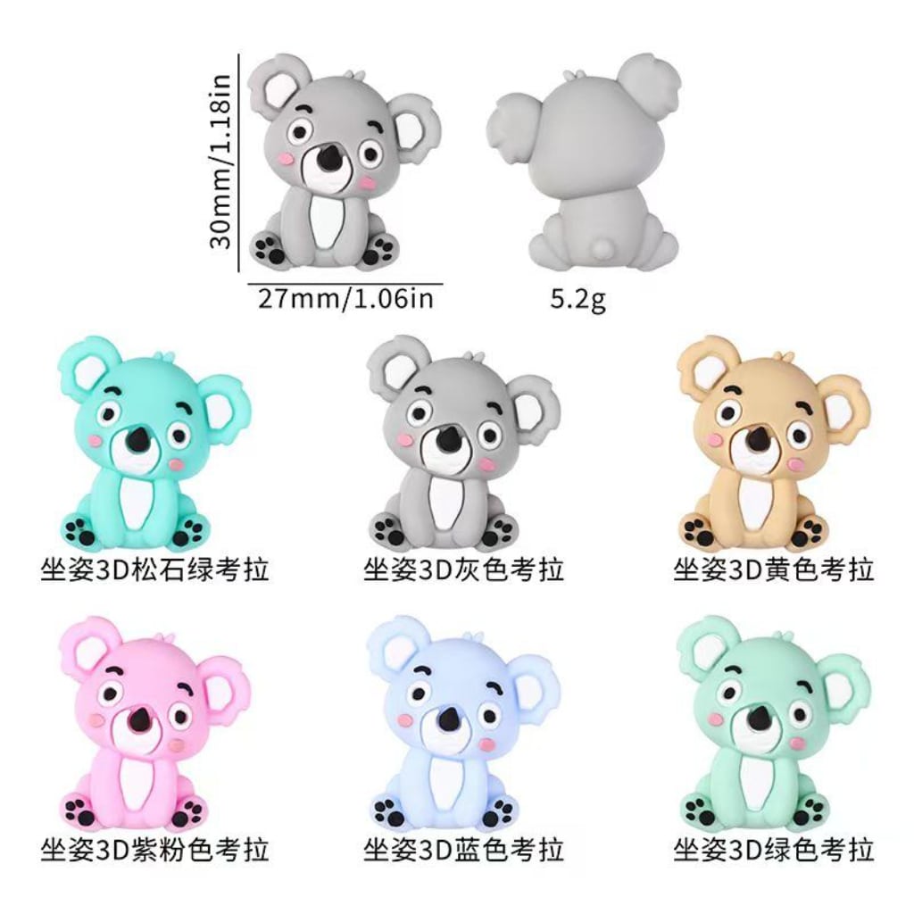 Adorable 3D Koala Silicone Focal Beads – Charming and Lifelike Design