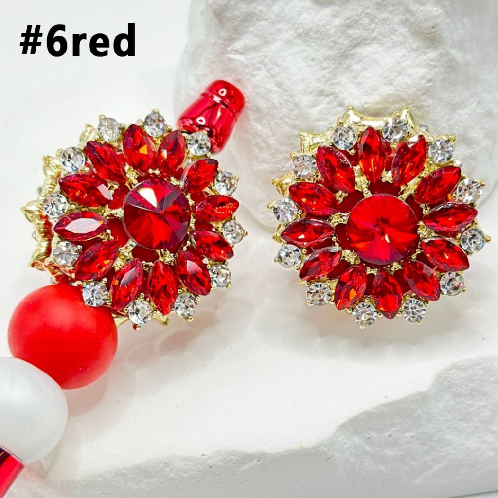 Bling Bling Exquisite Gold Alloy Sunflower with Shiny Multi-Color Rhinestones, Oval Pearls, and Clay Beads, Around 32MM