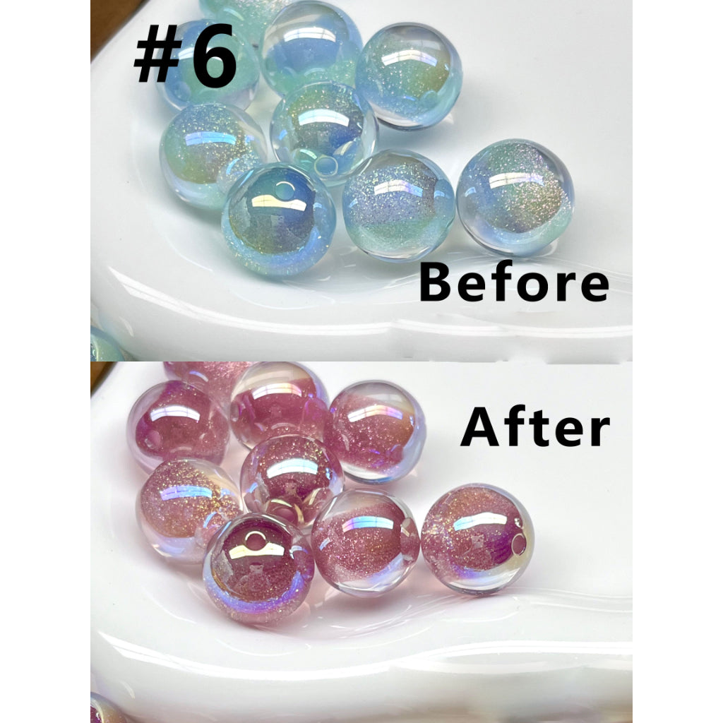 Sparkling Color-Changing Round Acrylic Beads – Glossy Glitter Finish (16MM)