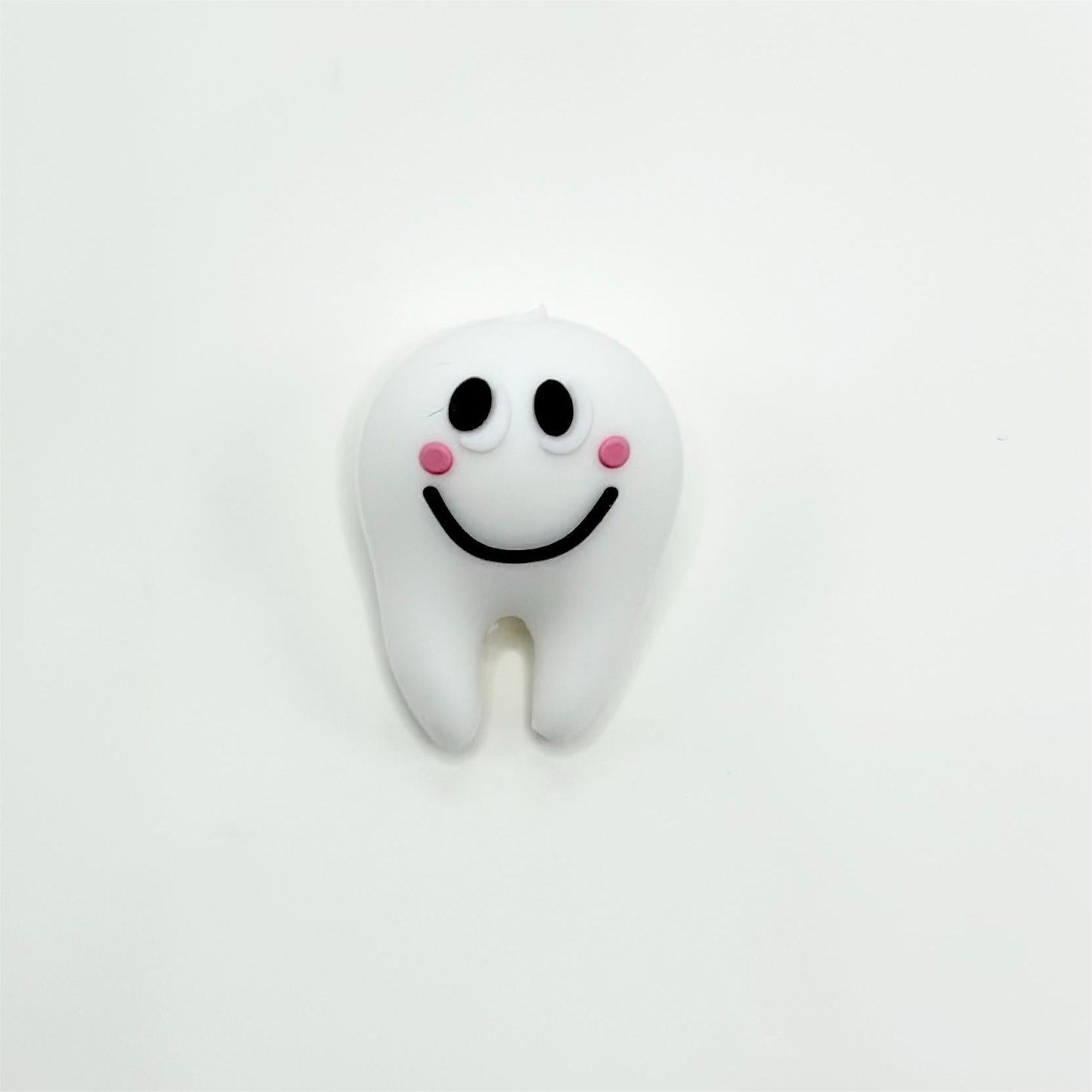 3D Dentist Theme White Tooth Shape with a Smile on Face, Tooth Bead, Silicone Focal Beads