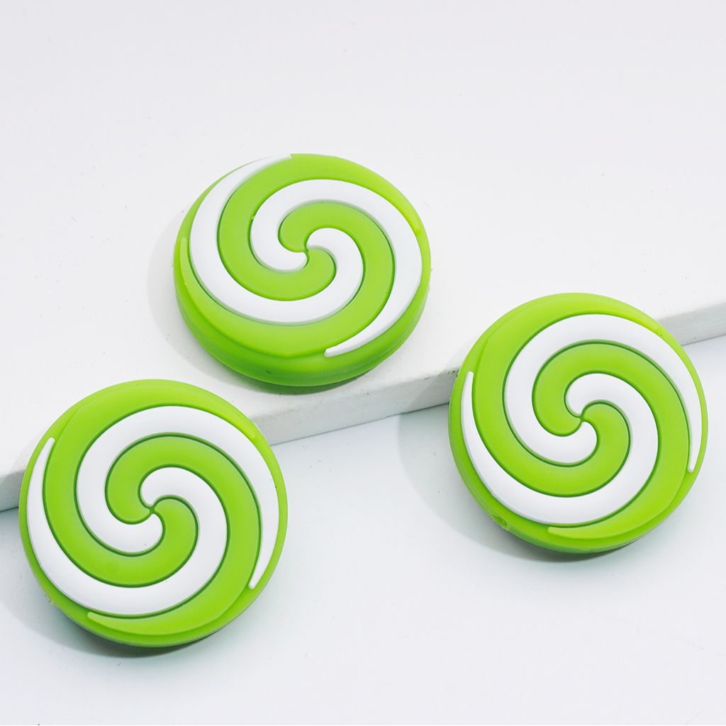 Round Pink White Lollipop Candy Silicone Focal Beads
