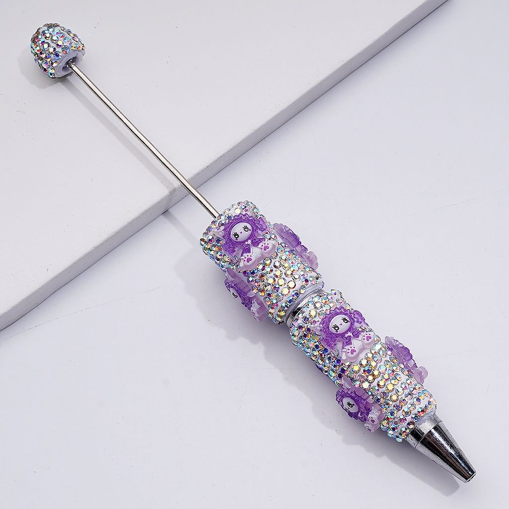 Little Purple Doll Cute AB Rhinestones Beadable Clay Pens