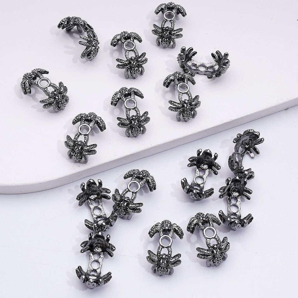 Halloween Spider Bead Cage Cap Fancy Mixed Metal Alloy Design (Fits 16MM)