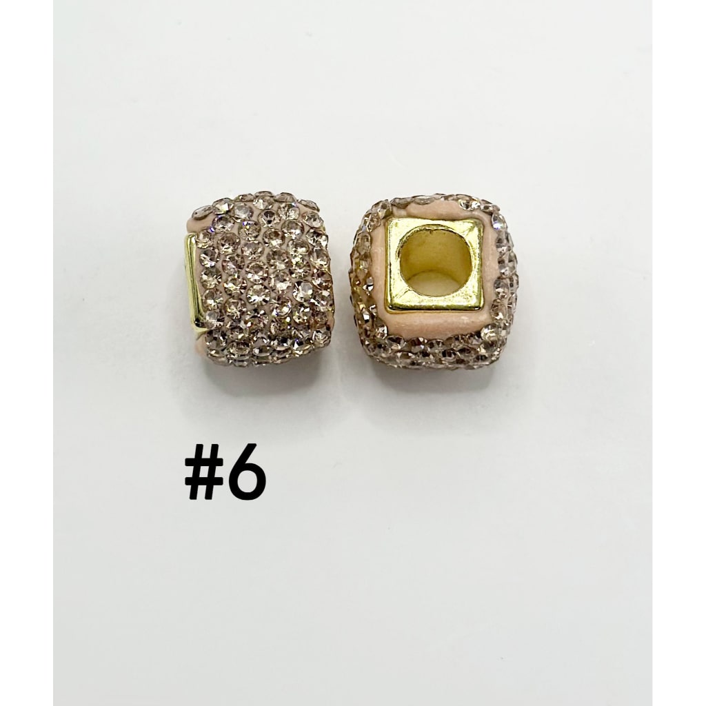 Clay Spacer Square Shape with Rhinestones in Solid Colors, 8MM by 12MM