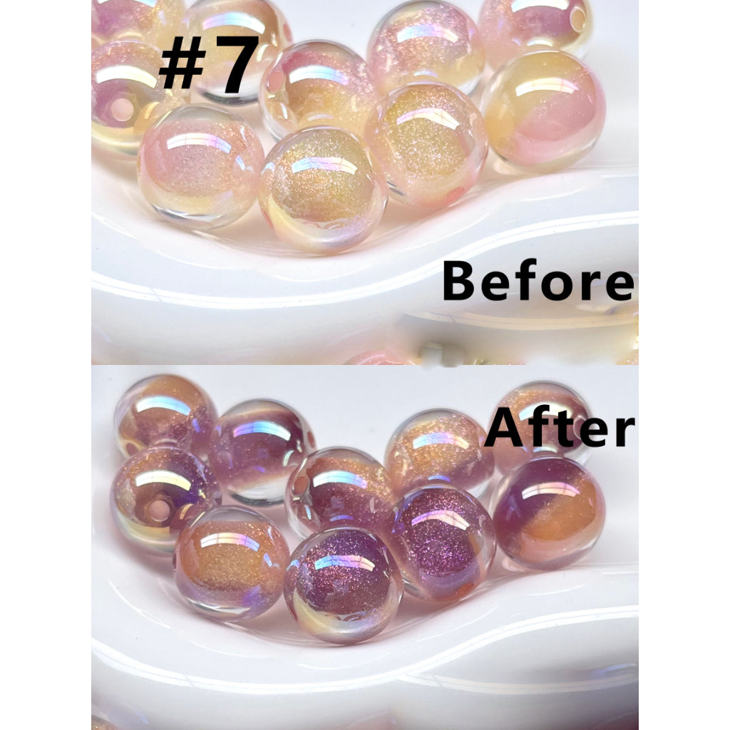 Sparkling Color-Changing Round Acrylic Beads – Glossy Glitter Finish (16MM)